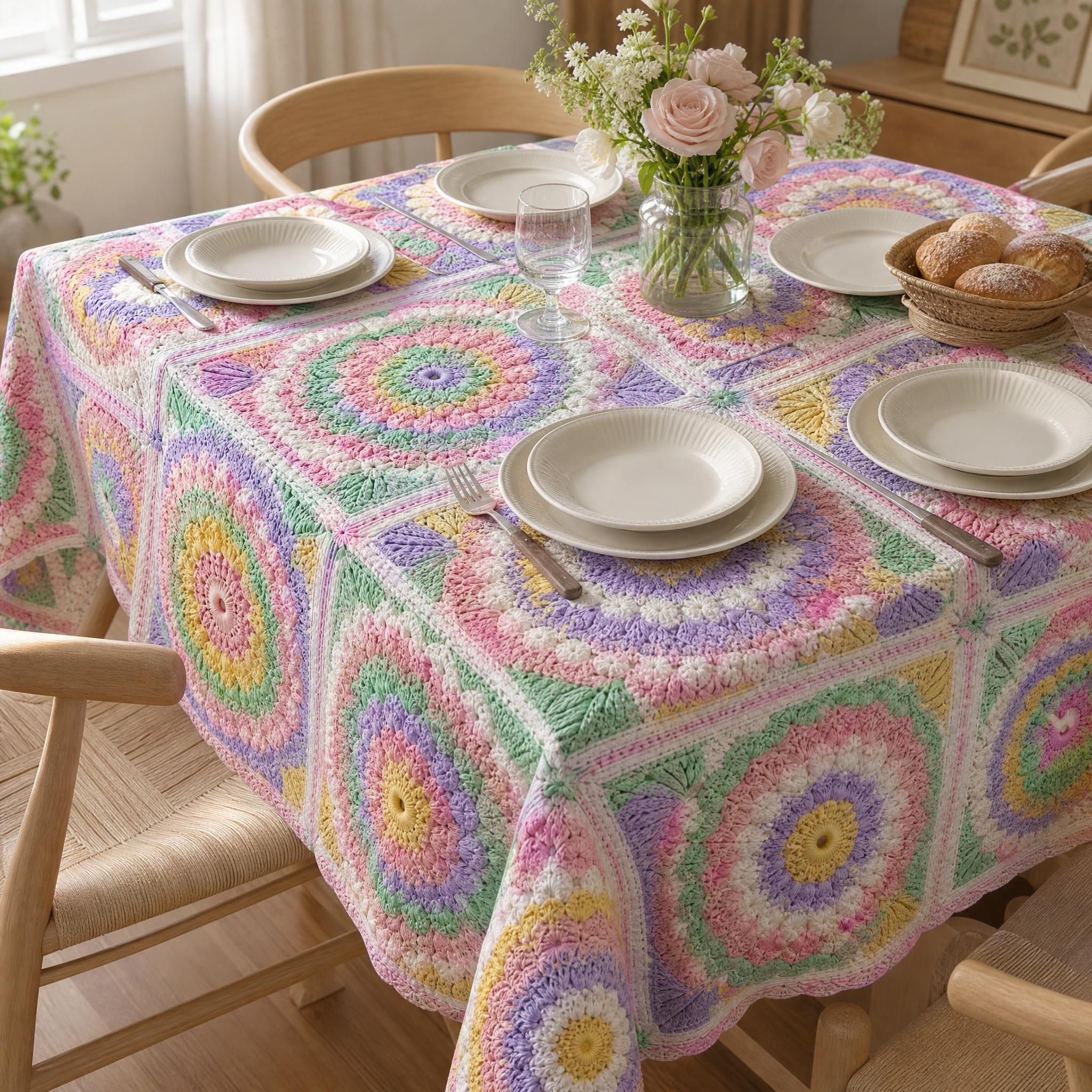 Art Craft Material - Crafting & Crochet Revival Style Tablecloth,