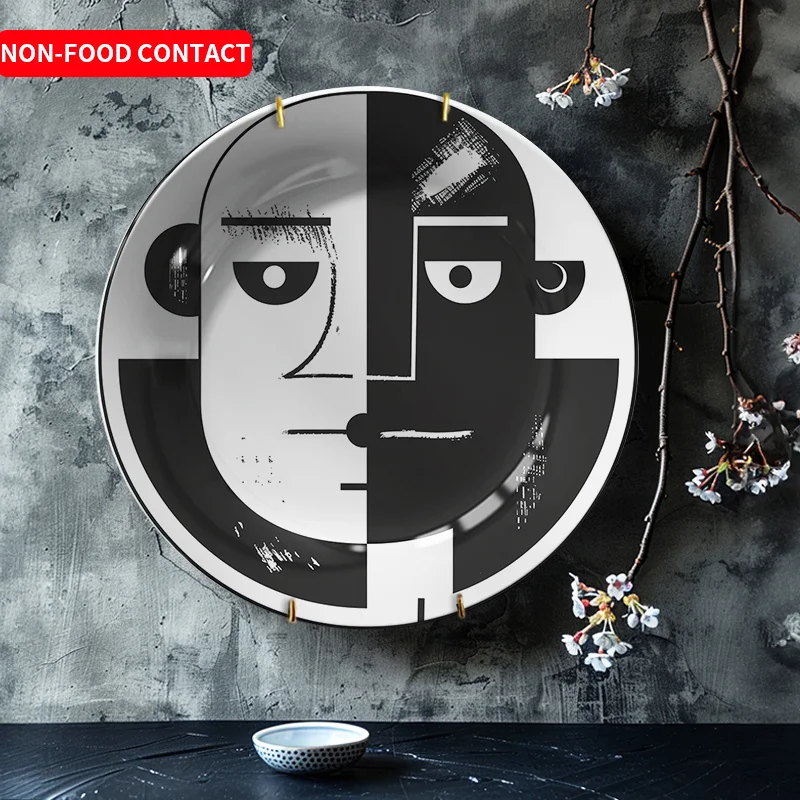 Art Craft Room - 1pc Black and White Portrait Ceramic