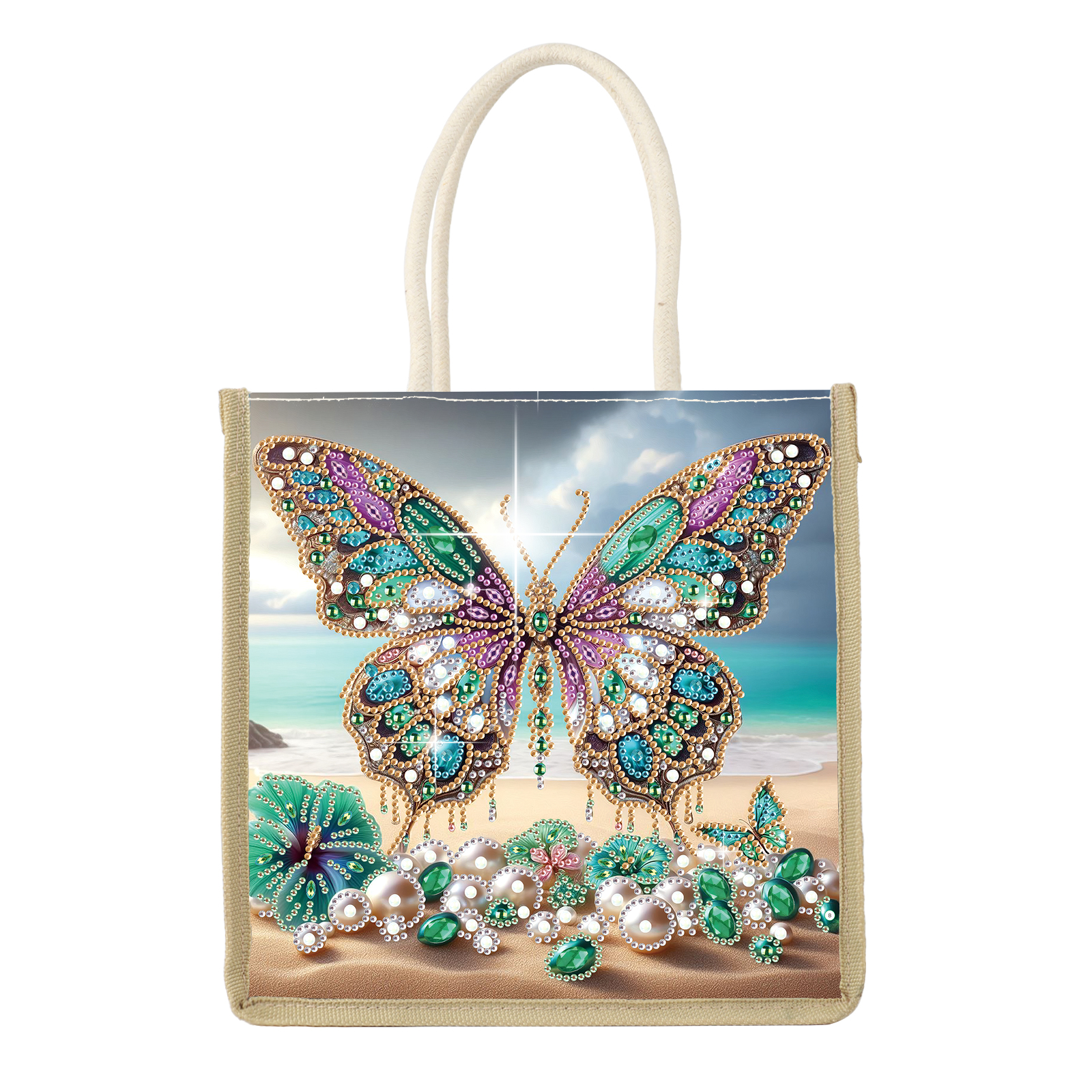Art Craft Kits - Diamond Art Painting Handbag Kits,beach butterfly