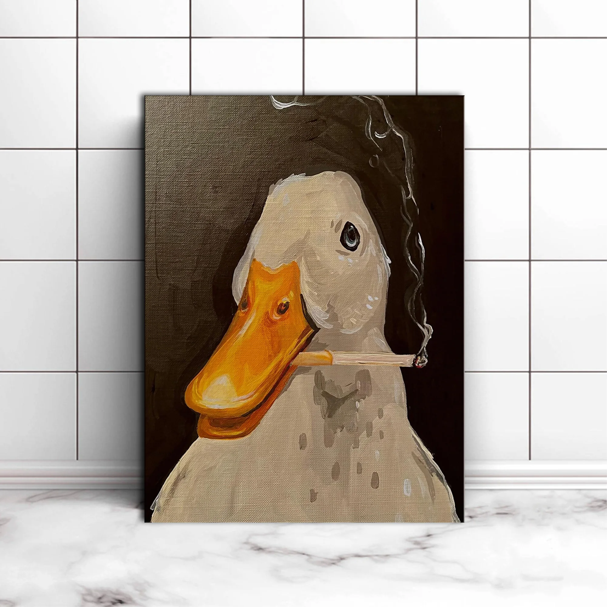 Art Craft Duck - 1pc Frameless Canvas Painting Duck Fun