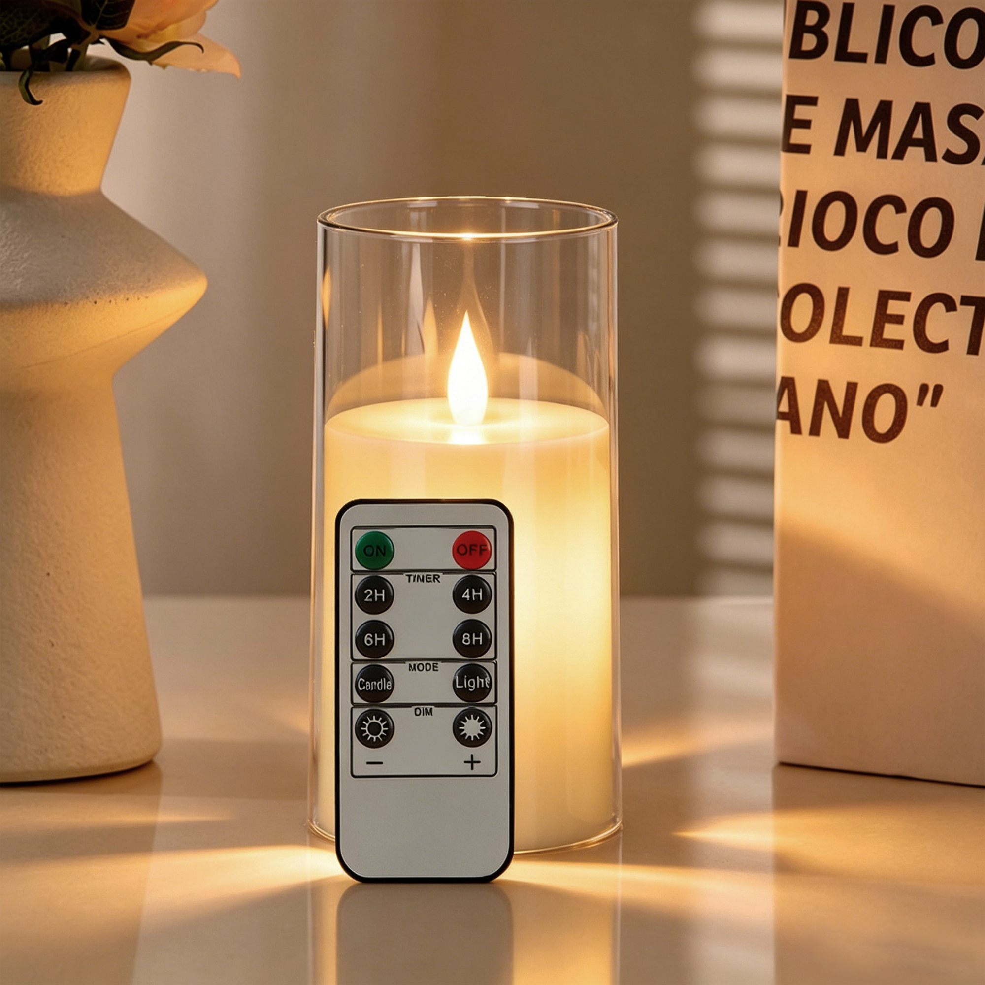 Art Craft Christmas - 3-Piece LED Flame-Free Candle Set with