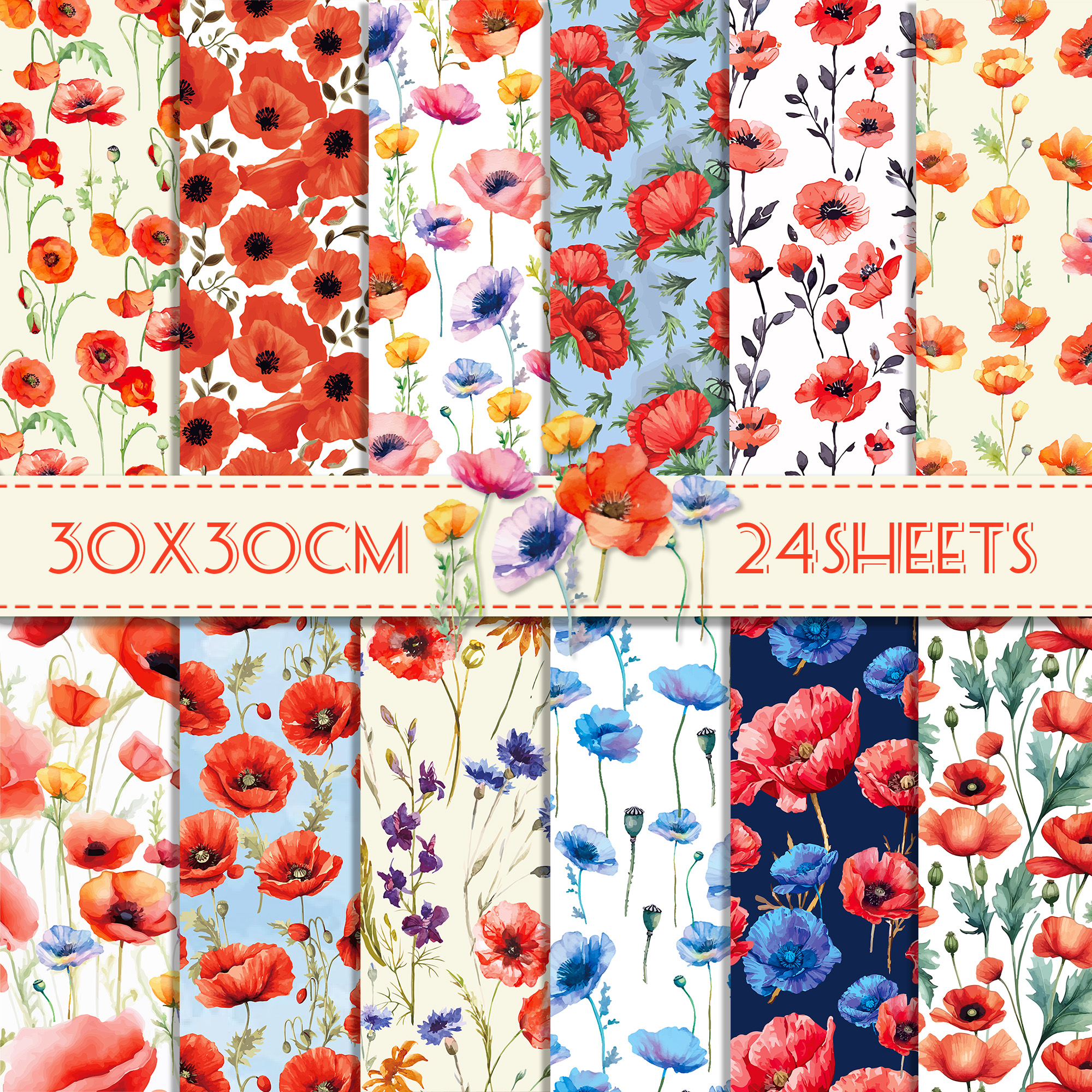 24pcs 30*30cm Poppy Red Flower – обзор и цена Art Craft Flower Making