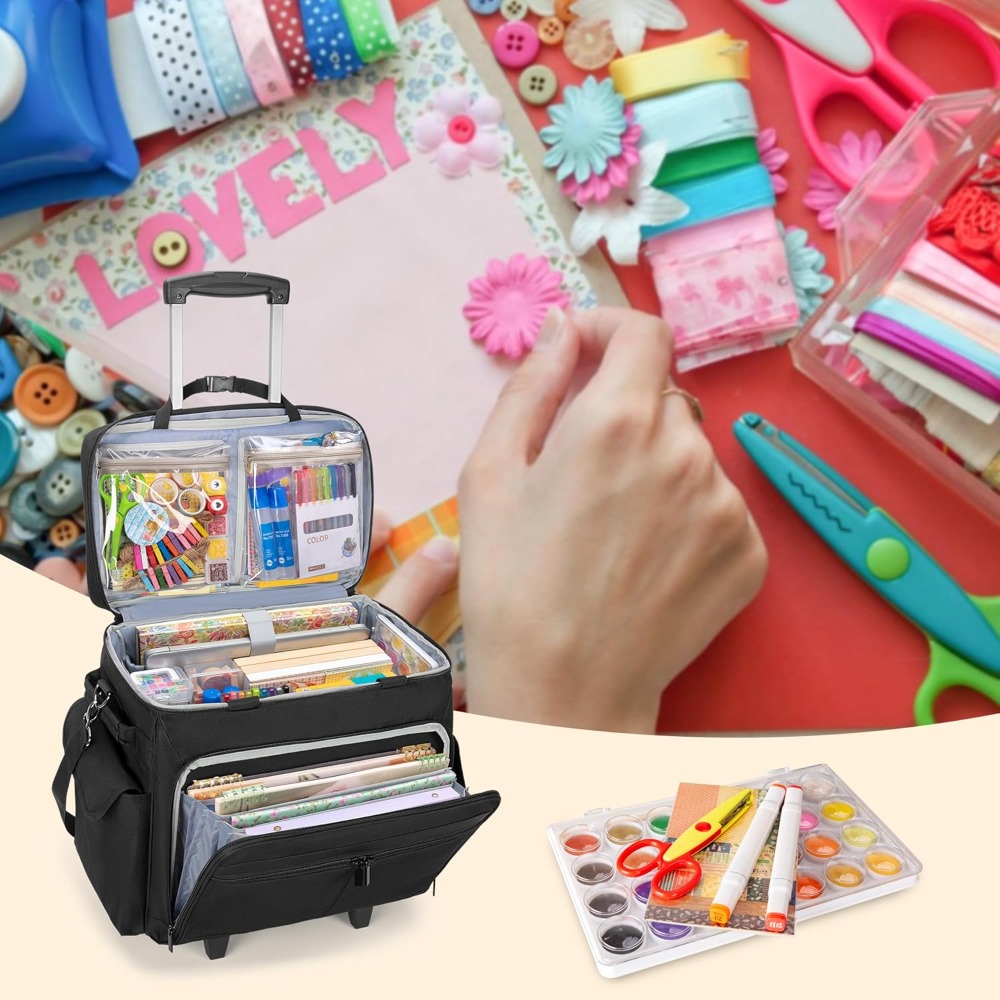 Rolling Scrapbook Tote with Ex – обзор и цена Art Craft Material