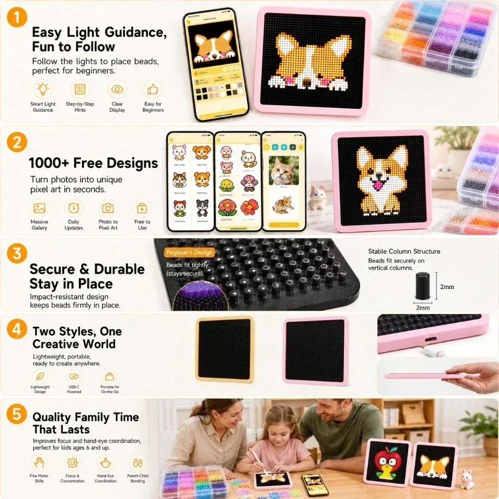 LED Smart Fuse Bead Pegboard,  – обзор и цена Craft Art Set